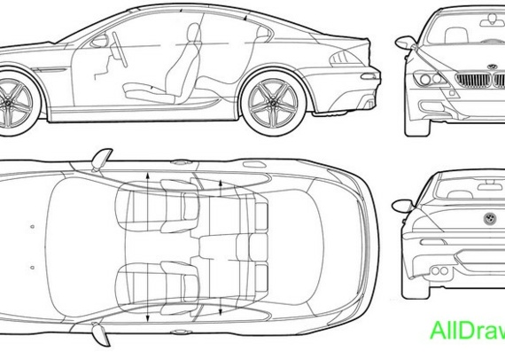 BMW M6 (2006) (БМВ М6 (2006)) - чертежи (рисунки) автомобиля